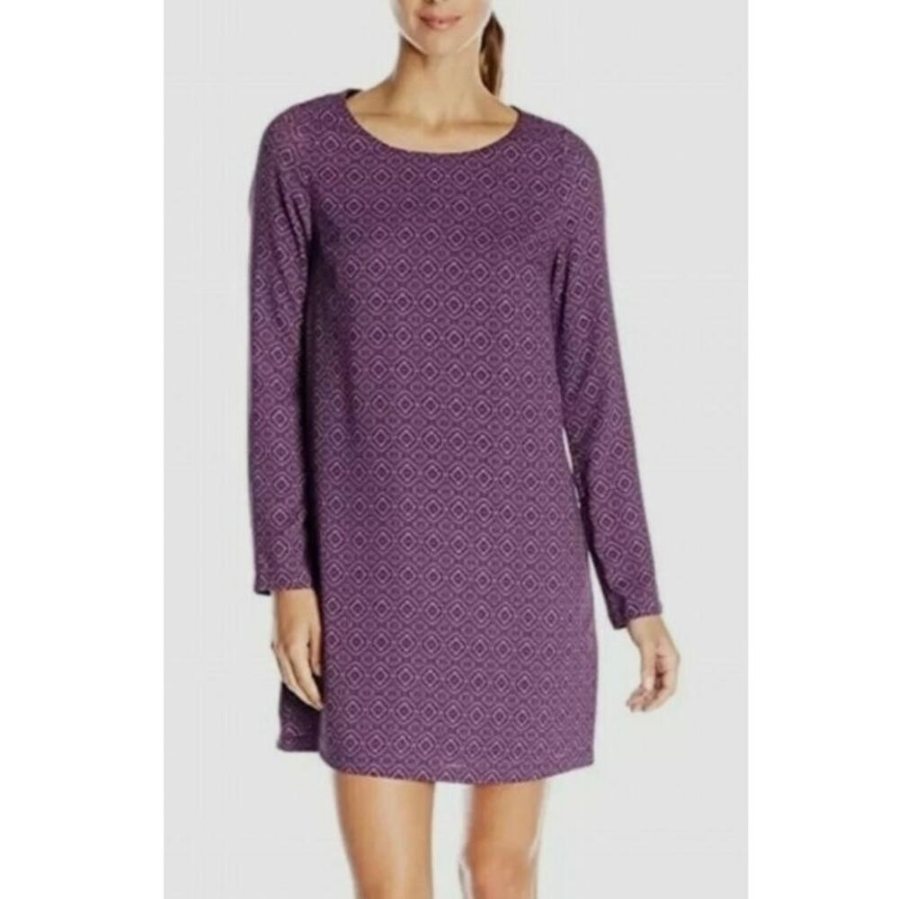 Prana CeCe Purple Geometric Long Sleeve Shift Dress XS